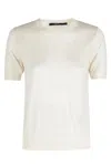 Seventy Ivory Polka-dot Short-sleeve Viscose Knit Top In White