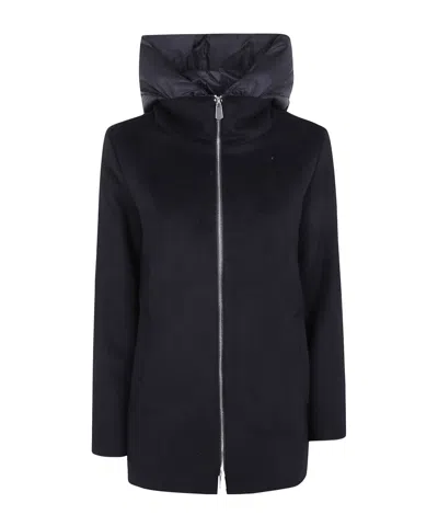Seventy Hooded Zip Coat In Black