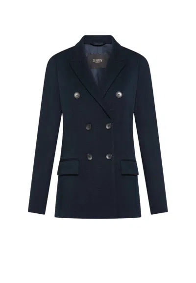 Seventy Jacket  Double-breasted Knitted In Blue