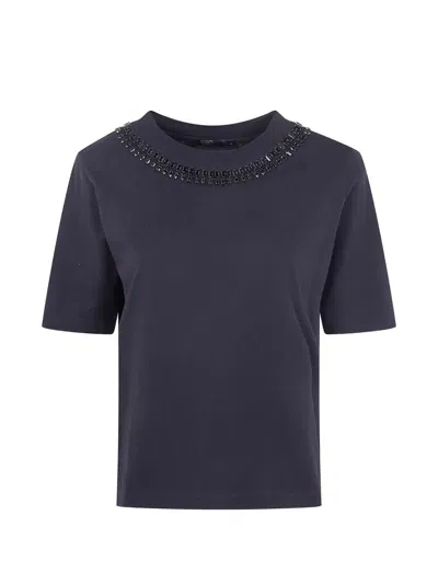Seventy Jersey Cotton Embroidered T-shirt In Blue