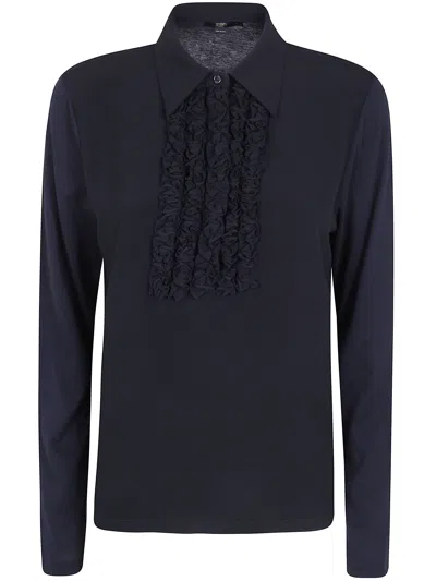 Seventy Jersey Crepe Polo Neck Sweater In Black