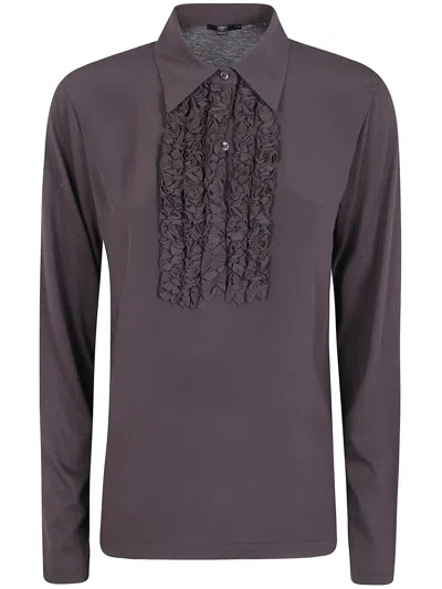 Seventy Jersey Crepe Polo Neck Sweater In Brown