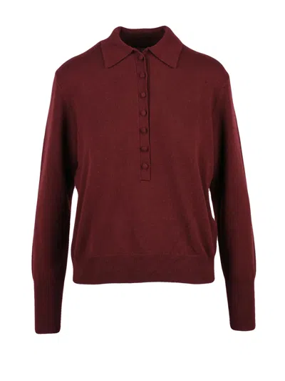 Seventy Knit Polo Shirt With Classic Collar And Buttoned Placket In Red