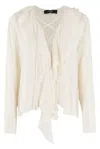 SEVENTY LACE-UP FASTENED RUFFLED BLOUSE