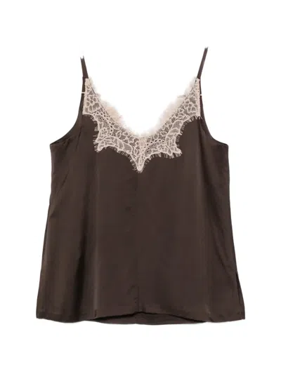 Seventy Lace-trim Blouse In Brown