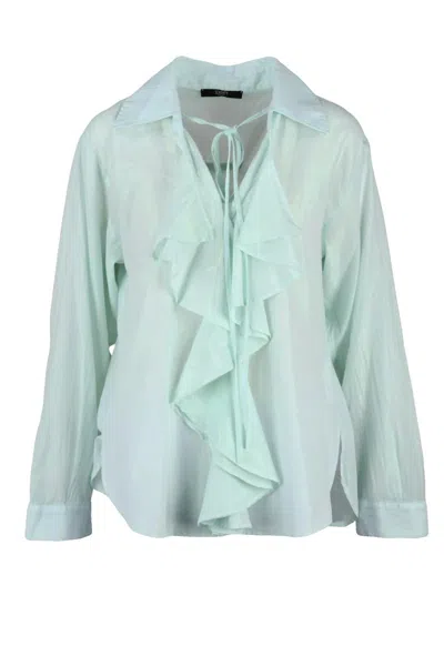 Seventy Lamé Blouse - Aqua Green In Blue