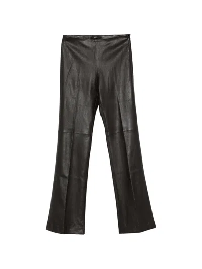 Seventy Leather Panelled Trousers In Brown