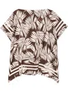 Seventy Leaves-print Blouse In Braun