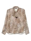 Seventy Leopard-print Tie-neck Blouse In Brown