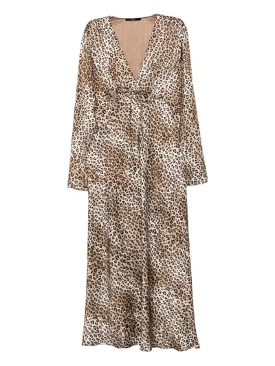 Seventy Leopard-print V-neck Dress In Brown