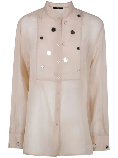 Seventy Light Beige Shirt With Sequin Embellishment
