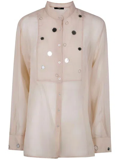 Seventy Light Beige Shirt With Sequin Embellishment