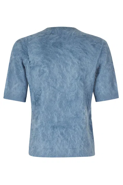 Seventy Light Blue Crew-neck Sweater With Ribbed Trim By