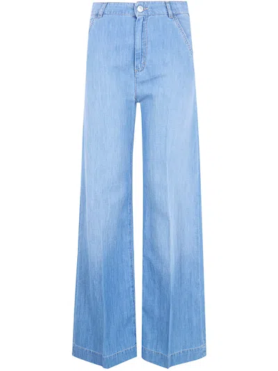 Seventy Light Denim Mixed Linen Jeans In Brown