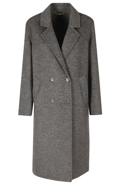 Seventy Light Gray Double-breasted Notched Collar Wool-blend Coat