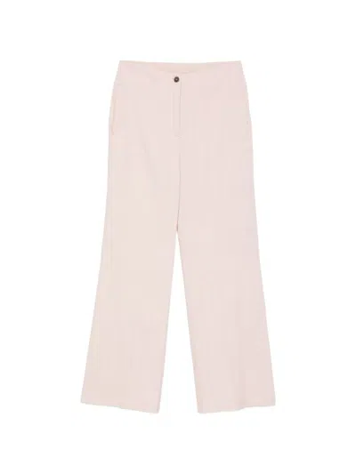 Seventy Light Pink Linen Cotton Pants In Animal Print