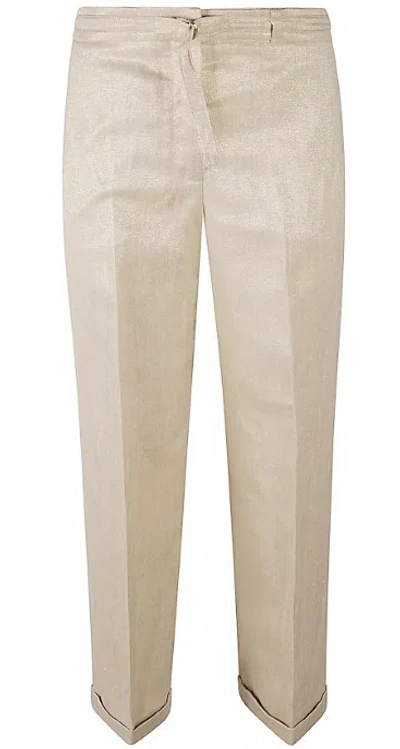Seventy Linen Blend Tailored Trousers In Beige