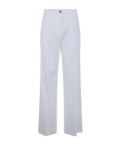 Seventy Linen Cotton Stretch Vintage Effect Trousers In White