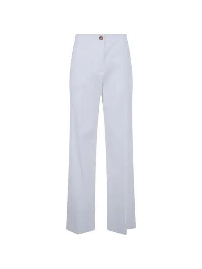 Seventy Linen Cotton Stretch Vintage Effect Trousers In White