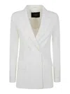 Seventy Cream Technical Mesh Double-breasted Polyamide Blazer In White
