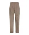 Seventy Long Double Pleated Trousers In Slub Linen Blend