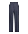 Seventy Long Double Pleated Trousers In Stretch Linen Blend Denim In Blue