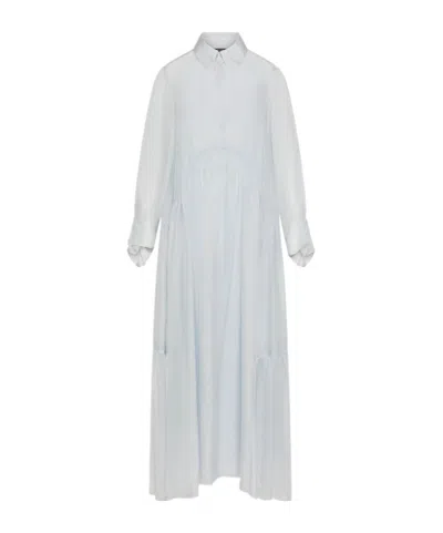 Seventy Long Dress In Silk Voile. In Blue