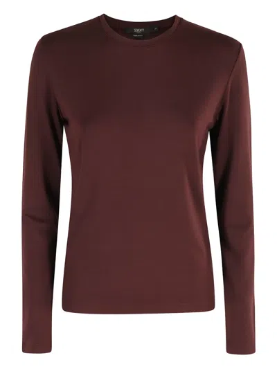 Seventy Long-sleeve Crew-neck Top In Burgundy