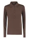 Seventy Long-sleeve Polo Top In Brown