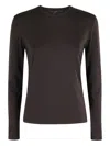 Seventy Long-sleeved Modal Crew Neck T-shirt In Brown