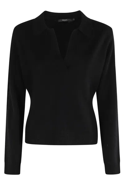 SEVENTY LONG-SLEEVE V-NECK POLO SHIRT IN LUXURIOUS WOOL-CASHMERE BLEND