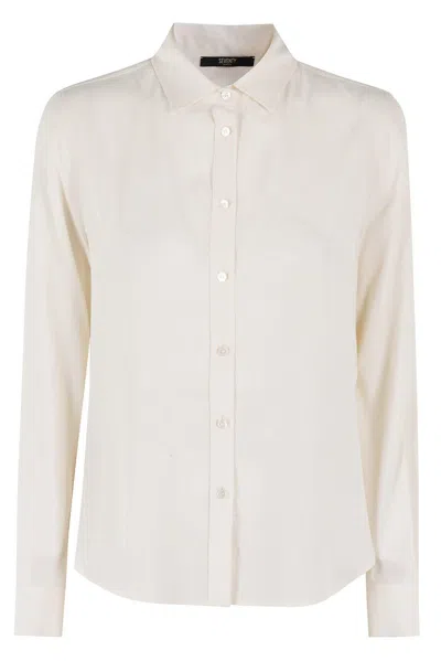 Seventy Long-sleeved Curved Hem Shirt In Neutral
