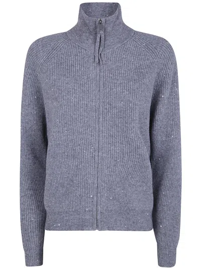 Seventy Long Sleeves Mock Neck Sweater With Pailletes In Grey