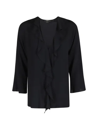 Seventy Long-sleeve Ruffled Blouse In Black