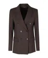 Seventy Brown Double-breasted Flap Pockets Polyester-blend Jacket In Brown