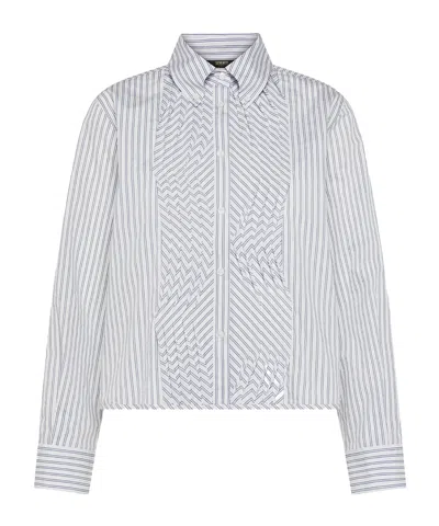 Seventy Ruffled Striped Shirt In Gray
