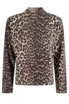 Seventy Cropped High Neck Sweater With Bold Spotted Pattern In Animal Print