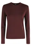 Seventy Long-sleeved Bordeaux T-shirt With Classic Crew Neckline In Burgundy