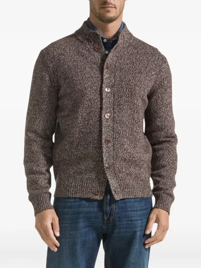 Seventy Marl-knit Button-up Cardigan In Brown
