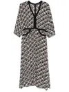 Seventy Mdi Dress With Black Motif In Black