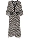 Seventy Mdi Dress With Black Motif In Gray