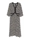 Seventy Mdi Dress With Black Motif In Black