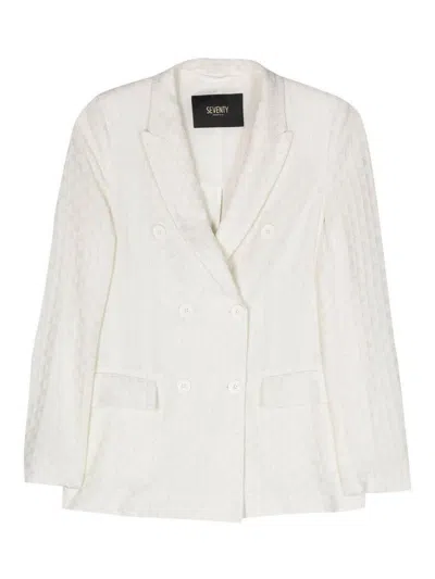 Seventy Open-knit Blazer In White