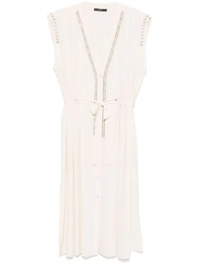 Seventy Midi Dress In Beige With V-neck