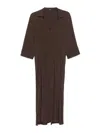 Seventy Chocolate Brown Popelin Dress With Pleat Detailing And Side Slits In Brown