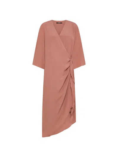 Seventy Midi Wrap-style Asymmetric Dress In Pink