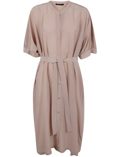 Seventy Mixed Silk Sand Wash Dress In Brown