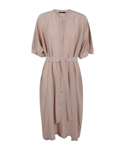 Seventy Mixed Silk Sand Wash Dress In Brown