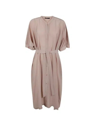 Seventy Mixed Silk Sand Wash Dress In Brown