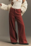 Seventy + Mochi Bay Mid-rise Wide-leg Jeans In Red